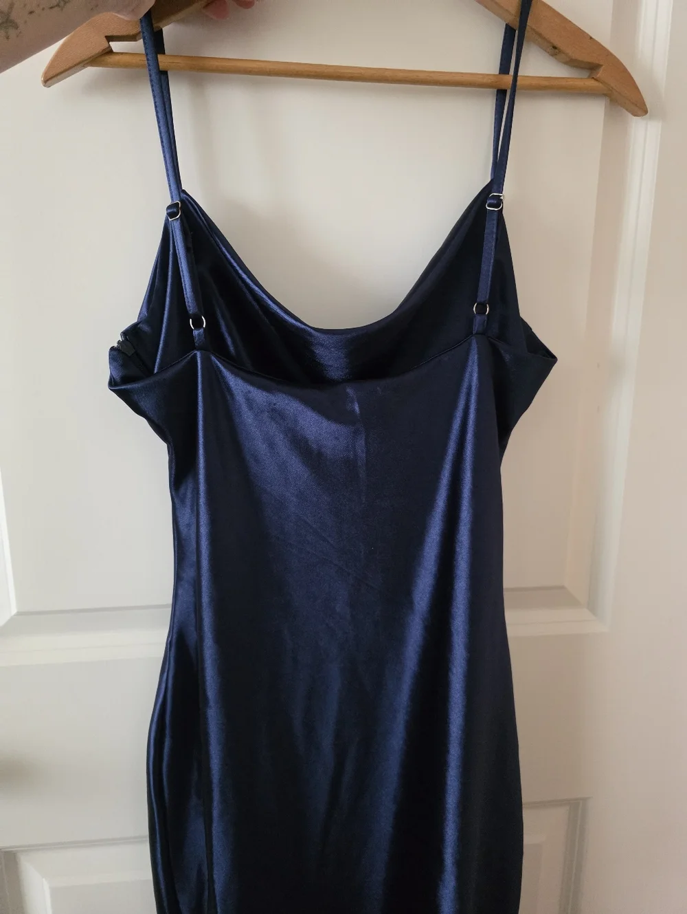 Satin Cowl Neck Slip Midi Dress Modnight Blue Womens M Gothic Chic Night Out
